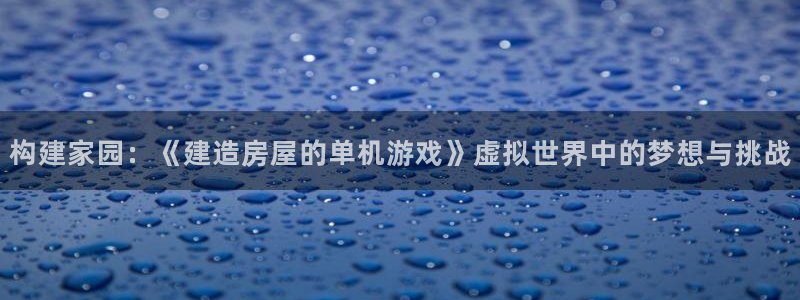 意昂体育3平台是正规平台吗知乎：构建家园：《建造房屋的单机游戏》虚拟世界中的梦想